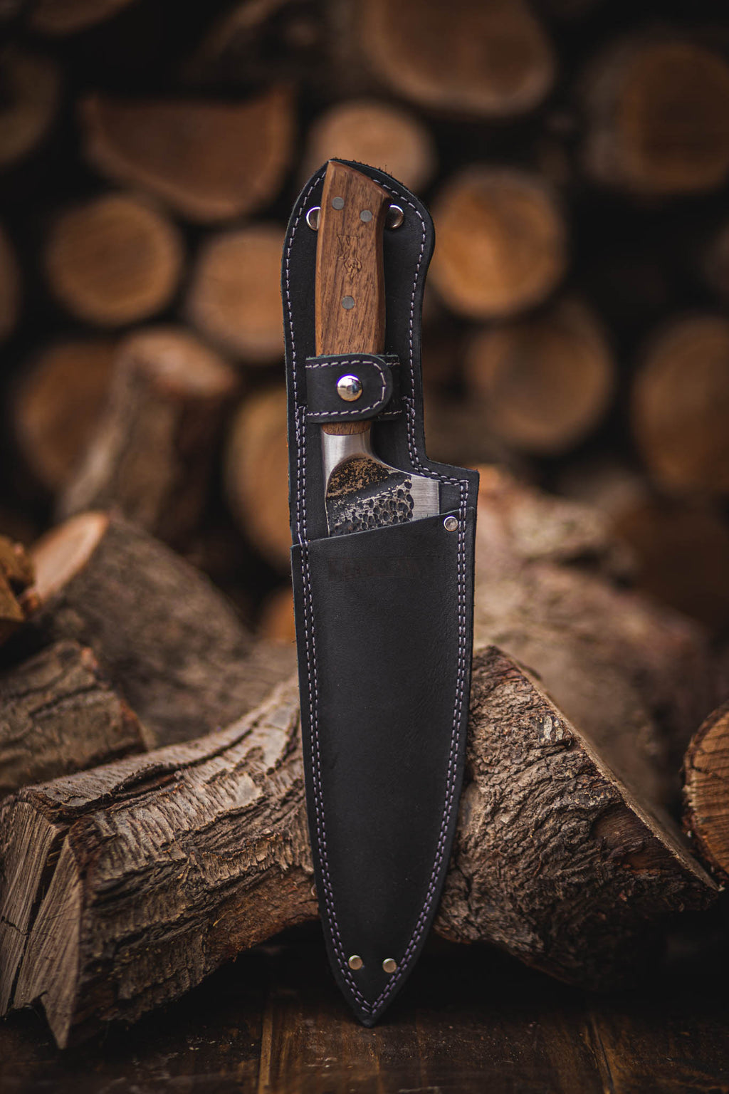 CUCHILLO 8 "PARILLERO CURACAVI C/FUNDA CUERO NEGRA GAUCHO