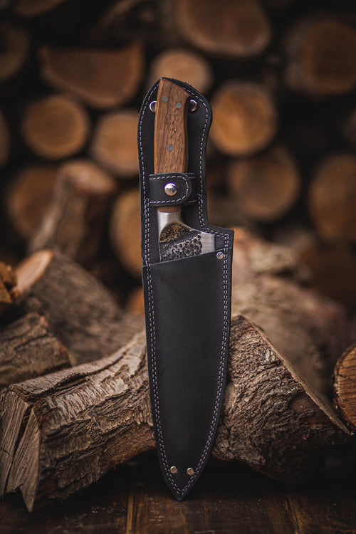 CUCHILLO 8 "PARILLERO CURACAVI C/FUNDA CUERO NEGRA GAUCHO